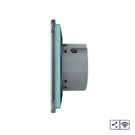 Сенсорный проходной радиоуправляемый выключатель 1 клавиша 1 пост Зеленый Livolo