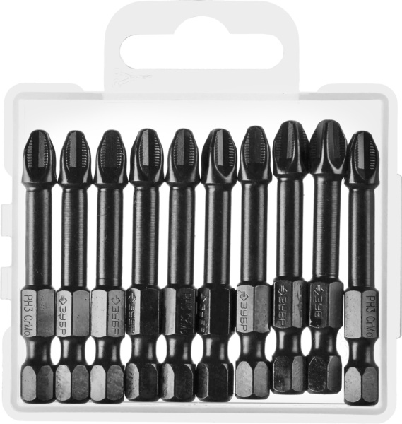 Ударные биты PH3, 50 мм, 10 шт ЗУБР