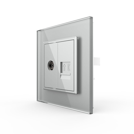 Розетка ТВ/ТЛФ Серая Livolo