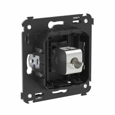 Компьютерная розетка RJ-45 без шторки в стену, кат.6 одинарная экранированная, "Avanti", "Черный матовый" DKC