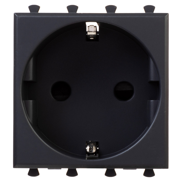 Розетка модульная, 2P+E, с з/ш, "Avanti", "Черный матовый", 2 модуля DKC