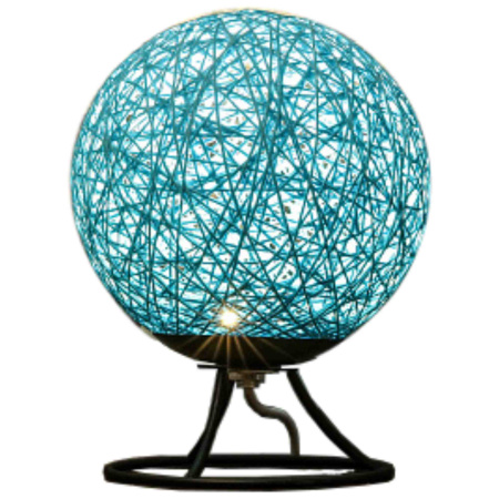 12-80 Светодиодный ночник из ротанга, 220В, 2Вт, 6 диодов, 3200K, 200Лм, 15*15*18см, голубой APEYRON