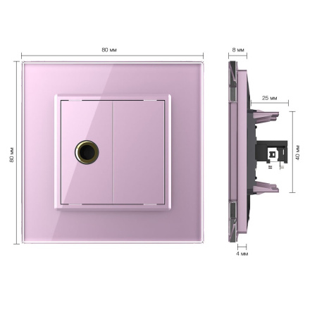 Розетка микрофон TRS 6.3 JACK Розовая Livolo