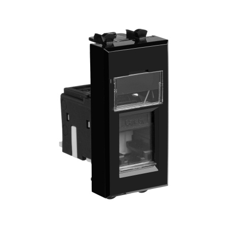 Компьютерная розетка RJ-45 модульная, кат.6А, "Avanti", "Черный квадрат", 1 модуль DKC