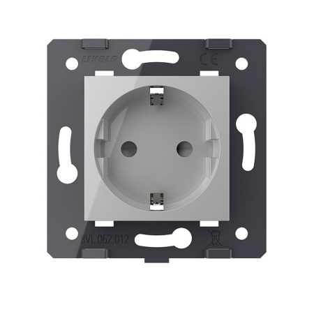 Розетка с заземлением защитными шторками серая (механизм) Livolo