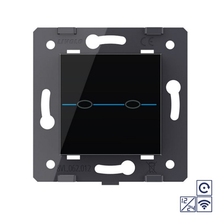 Двухклавишная сенсорная кнопка Quadro 12/24В с радиоупр., цвет черный (механизм) Livolo