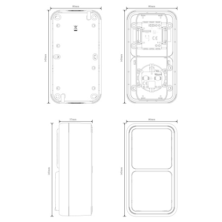 Donel WP55 двойной блок накл. Роз.с защ.крышк.,+Переключатель 1-кл., антрацит, IP55, серия (тип) DIP55