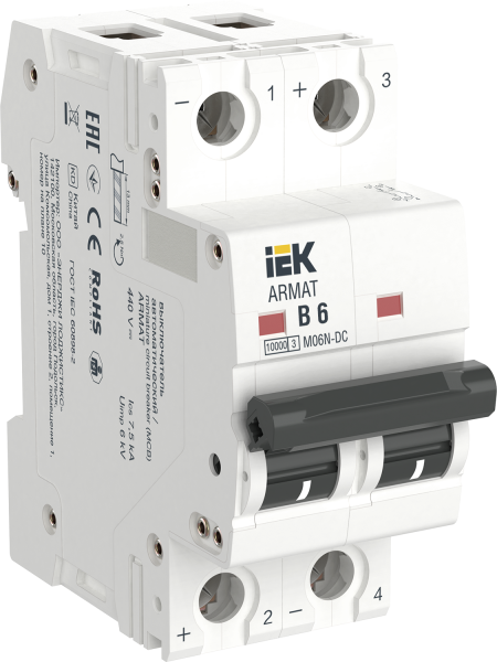 Выключатель автоматический ВА МОД M06N-DC 2П B 6А ARMAT IEK