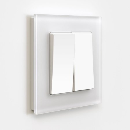 Выключатель двухклавишный (белый матовый) СУ IP20 Werkel