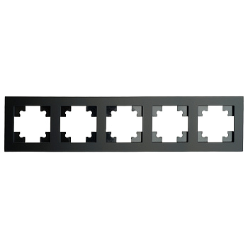 Рамка 5-местная, стекло, STEKKER, GFR00-7005-05М,серия Катрин, черный матовый