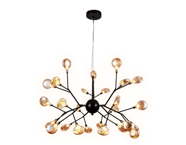 Подвесная люстра TR3013/27 DCF/TI темный кофе/янтарь G4/27 max 20W D750*650 (лампы LED G4 1.5W 4200K в комплекте) Ambrella Light