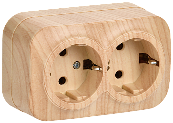 Розетка двухместная ОУ РС22-3-ХС с з/з 16А GLORY сосна IEK