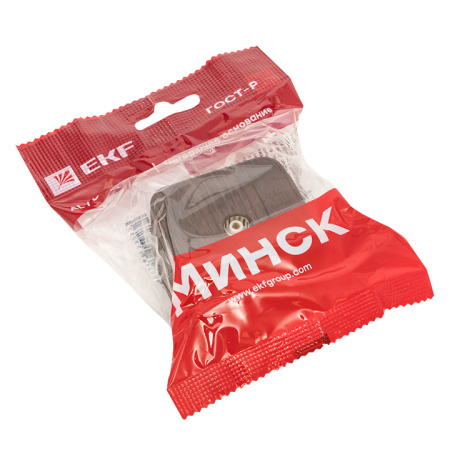 Минск Розетка TV 1-местная ОП 75Ом 5-862МГц тёмное дерево EKF