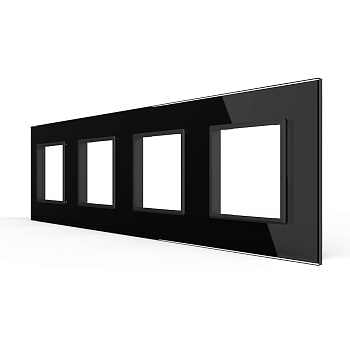 Рамка для четырех розеток Черная Livolo