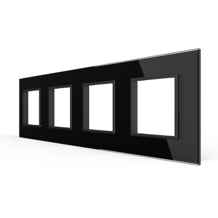 Рамка для четырех розеток Черная Livolo