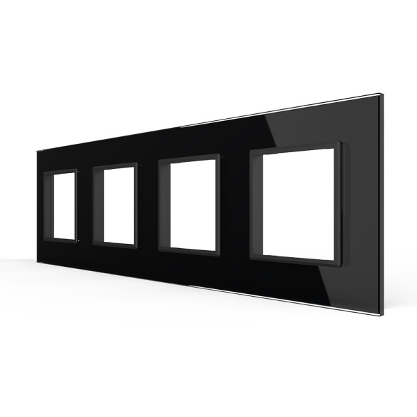 Рамка для четырех розеток Черная Livolo