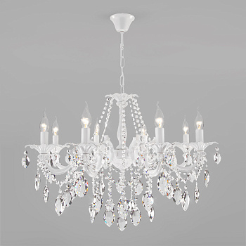 Подвесная люстра с хрусталем 8*E14 60Вт белый IP20 Veletta (10108/8 белый) Eurosvet