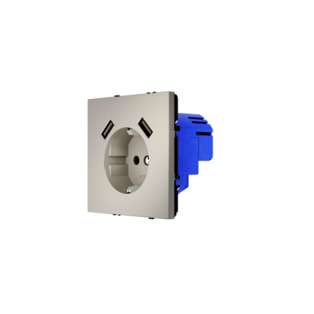 Розетка встраиваемая Voltum S70 с заземлением и защитными шторками, 16А, с USB, A+A, (кашемир)