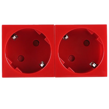 Donel Розетка 2х2К+З нем.ст., 45 гр., с з/ш, крас. (90х45мм), серия (тип) DF6