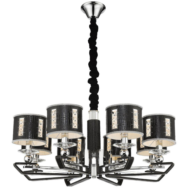 Люстра подвесная Хром, Черный/Черный, Прозрачный E14 8*40Вт WE393.08.023 WERTMARK