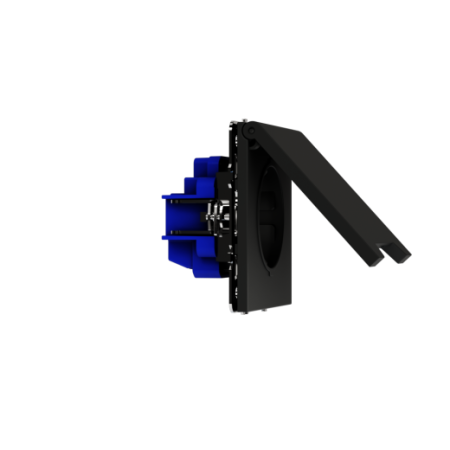Розетка встраиваемая Voltum S70 с заземлением, защитными шторками и крышкой 16А, (черный матовый)