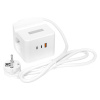 Удлинитель "Куб" 2 гнезда USB + 2Type C с быстрой зарядкой, подставкой под телефон и ночником 1,3 метра 1мм2 EKF