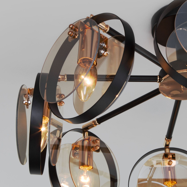 Потолочный светильник в стиле лофт 8*E14 60Вт золотой, черный IP20 Gallo (70121/8 черный) Eurosvet