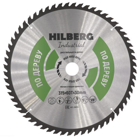 Диск пильный Industrial Дерево 315*30*60Т HW315 Hilberg