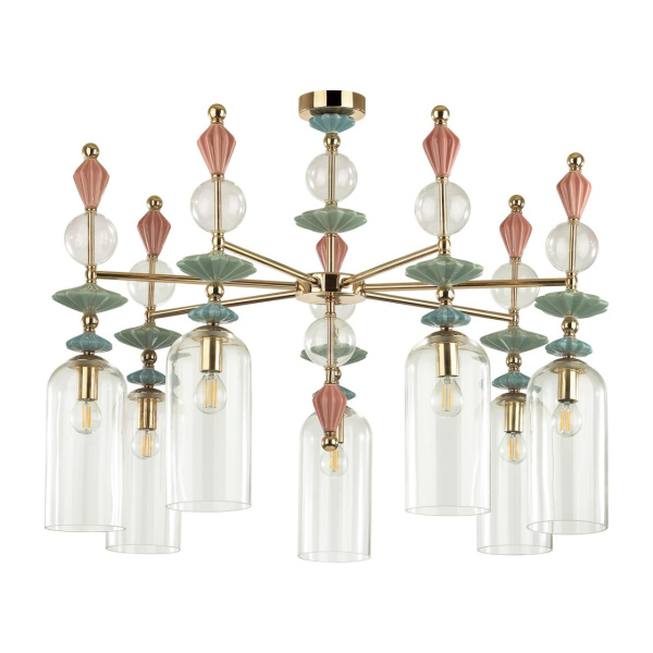 Люстра потолочная E14 7*40W BIZET золото/разноцветн./керамика/стекло ODEON LIGHT
