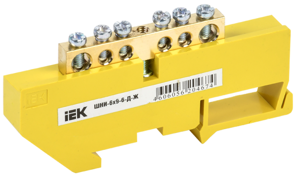 Шина PE "земля" на DIN-изоляторе ШНИ-6х9-6-Д-Ж IEK