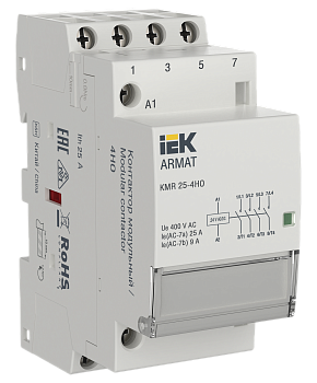 Контактор модульный KMR 25А 24В AC/DC 4НО ARMAT IEK