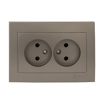 Валенсия Лицевая панель розетка 2-местной б/з 10А кашемир с защ, штор, EKF