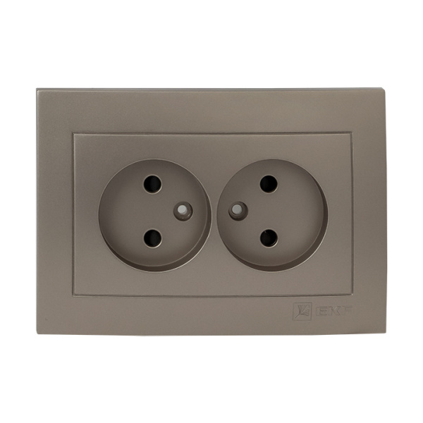Валенсия Лицевая панель розетка 2-местной б/з 10А кашемир с защ, штор, EKF