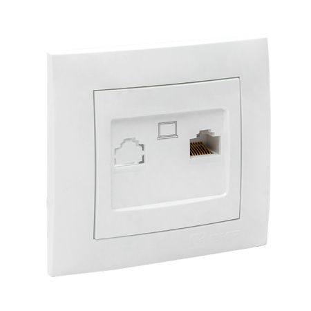 Валенсия Розетка компьютерная RJ-45 1-местная белая EKF