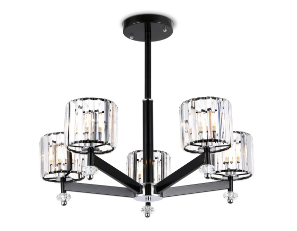 Подвесная люстра с хрусталем TR5891/5 BK/CL черный/прозрачный E14 max 40W D630*530 Ambrella Light