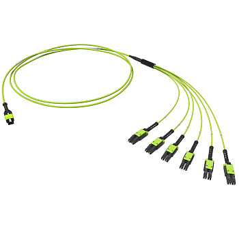 Оптическая разветвительная сборка 12ОВ 50/125 OM5 1xMTP PRO(12)/6хLC Duplex Uniboot 4м (предуст.конф.: MTP Male, тип полярности - прямая (Tx-Rx) DKC