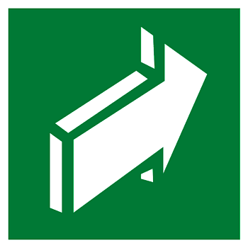 Знак эвакуационный E 18 "Открывать движением от себя" 200х200 мм, пленка самоклеящаяся с фотолюминесцентным покрытием ГОСТ Р 12,4,026-2001 EKF