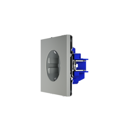 Розетка встраиваемая Voltum S70 с заземлением и защитными шторками, 16А, (сталь)