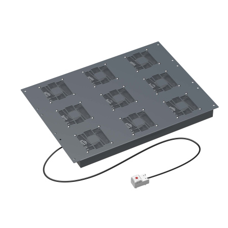 Потолочный модуль 9 вентиляторов с термостатом для крыши напольных 19" IT-корпусов ДКС серии CQE шириной 800мм, RAL7011 DKC