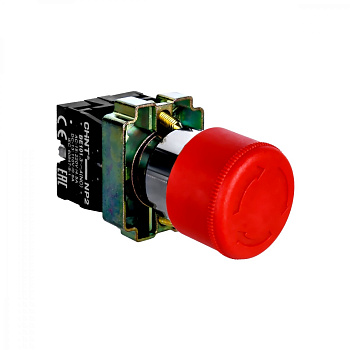 Кнопка управления "Грибок" Φ30мм фиксацией NP2-BS445 без подсветки красная 1НО+1НЗ, IP40 (R) CHINT