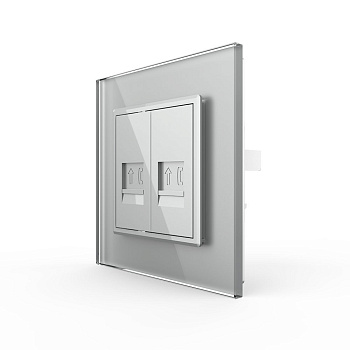 Розетка телефон двойная Серая Livolo