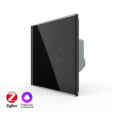 Двухклавишный умный сенсорный выключатель Livolo ZigBee, 1 пост, Черный VL-C702Z-2BG