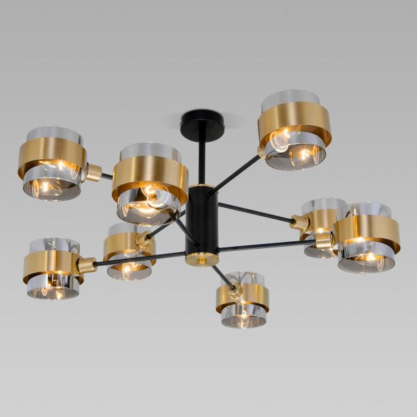 Потолочная люстра с плафонами 8*E14 60Вт черный IP20 Arcada (70127/8 черный/дымчатый) Eurosvet