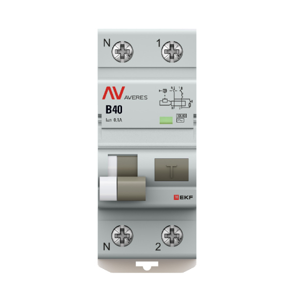 Дифференциальный автомат DVA-10 1P+N 40А (B) 100мА (AC) 10кА AVERES EKF