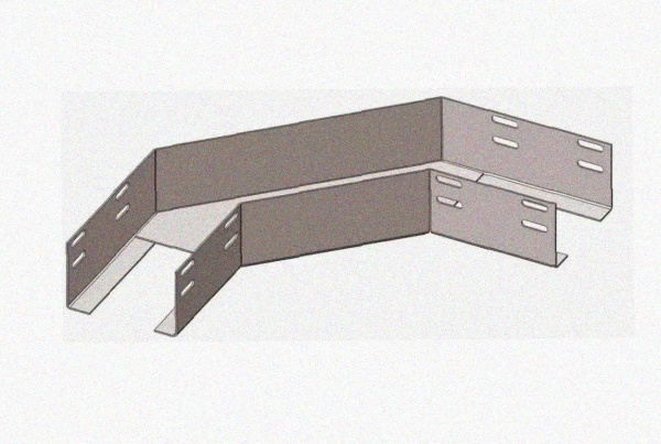 Лоток угловой замковый перфорированный КГЗ 150х65-90 УТ1,5 поворот на 90, оцинкованный лист, S1,0