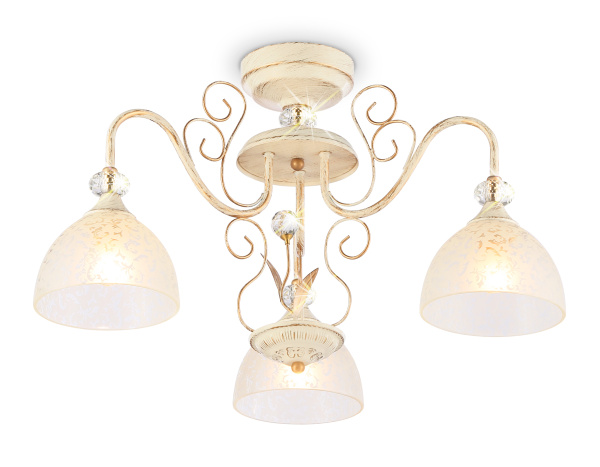 Потолочная люстра TR3055/3 BG/GD/FR бежевый/золото/белый матовый E27/3 max 40W D600*380 Ambrella Light