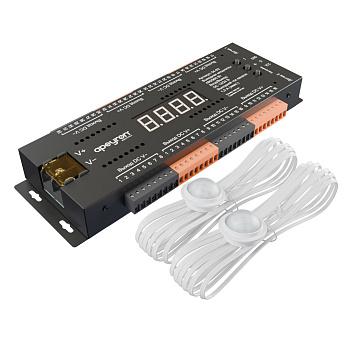 04-63 Контроллер для лестницы, 12В/24В, 480/960Вт, 32CH*1,5А, IP20, 199х63х22,5, 4 реж., 10 скор., черный APEYRON