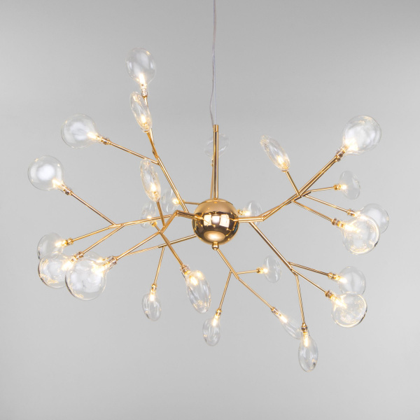 Подвесная люстра со стеклянными плафонами 27*G4 3Вт золотой IP20 Lamella (564 золото) Bogate's