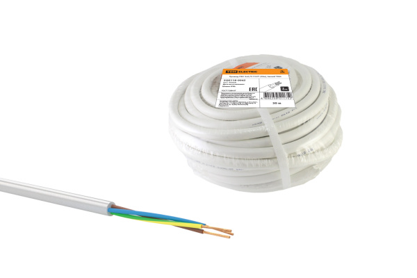 Провод ПВС 3х0,75 ГОСТ (30м), белый TDM