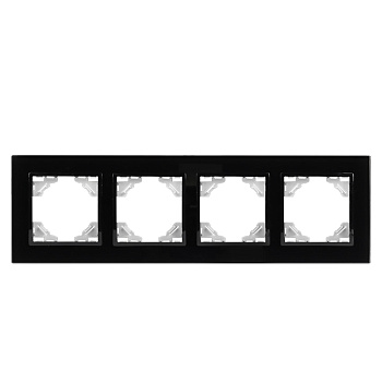 Минск Рамка 4-местная стеклянная черная EKF